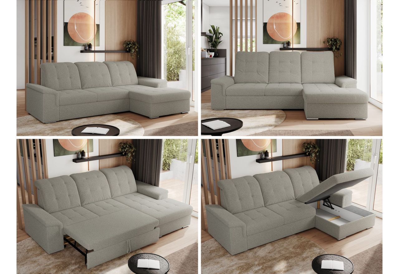 Narożnik MADRITO L - strona prawa - szary, boucle