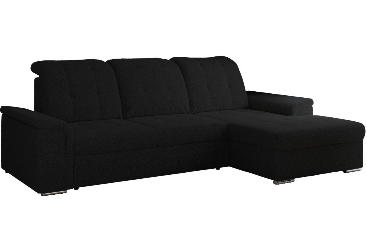 Narożnik MADRITO L - strona prawa - czarny, boucle