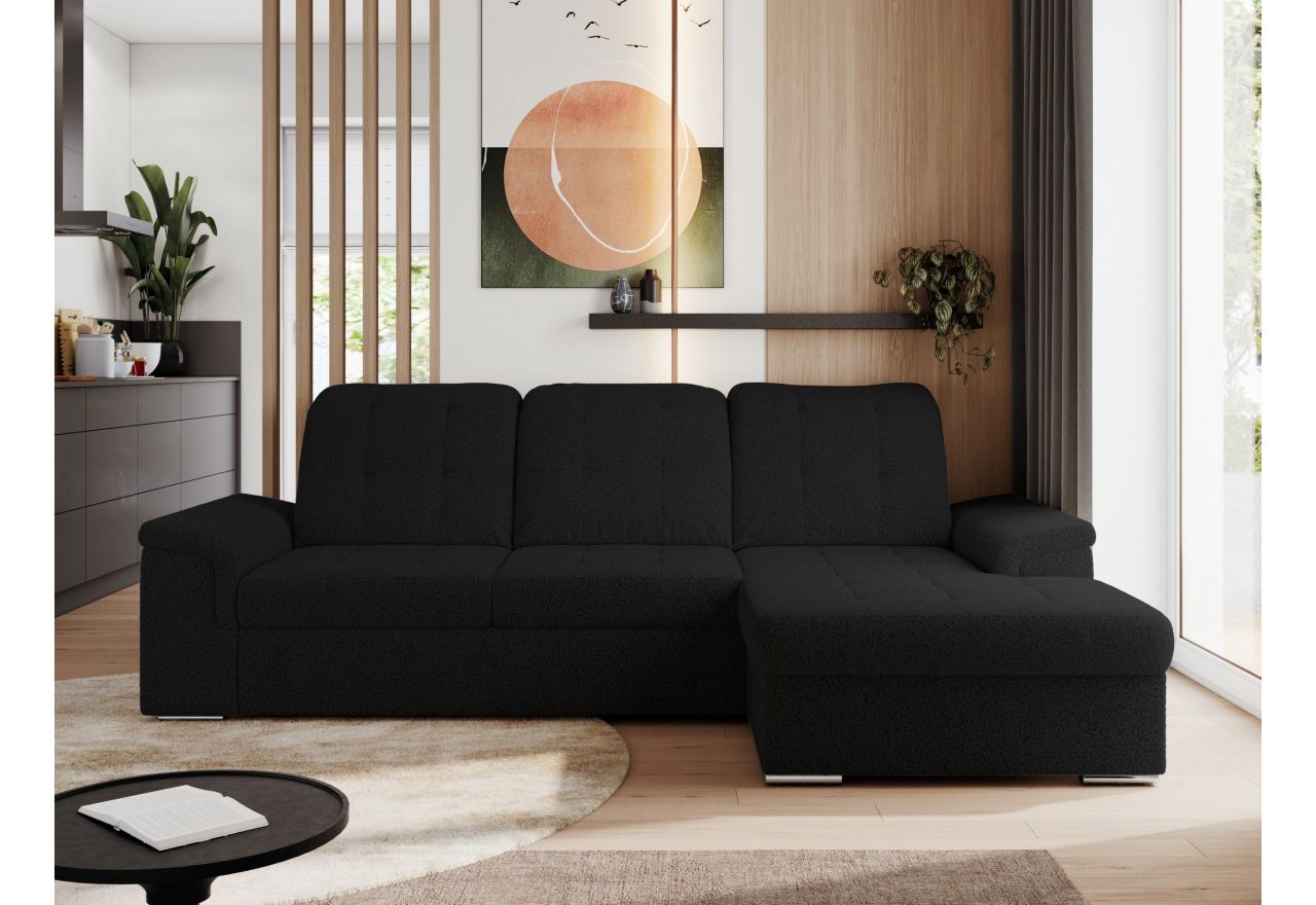 Narożnik MADRITO L - strona prawa - czarny, boucle