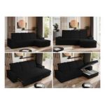 Narożnik MADRITO L - strona prawa - czarny, boucle