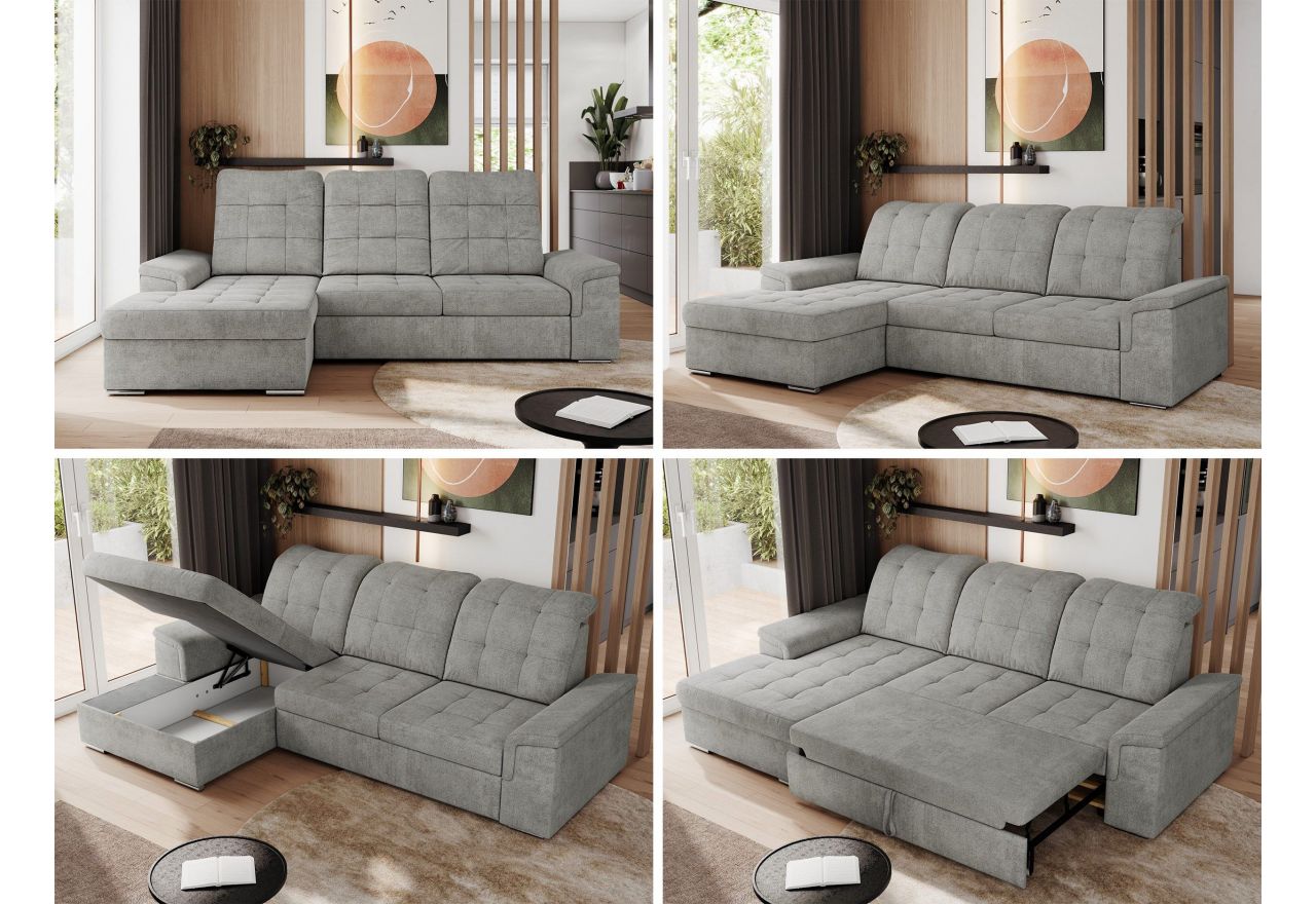 Narożnik MADRITO L - strona lewa - jasnoszary, struktura