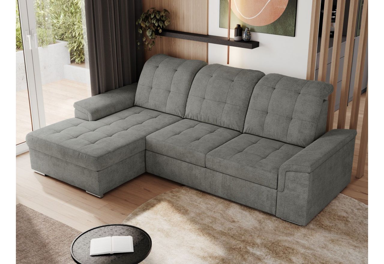 Narożnik MADRITO L - strona lewa - szary, struktura