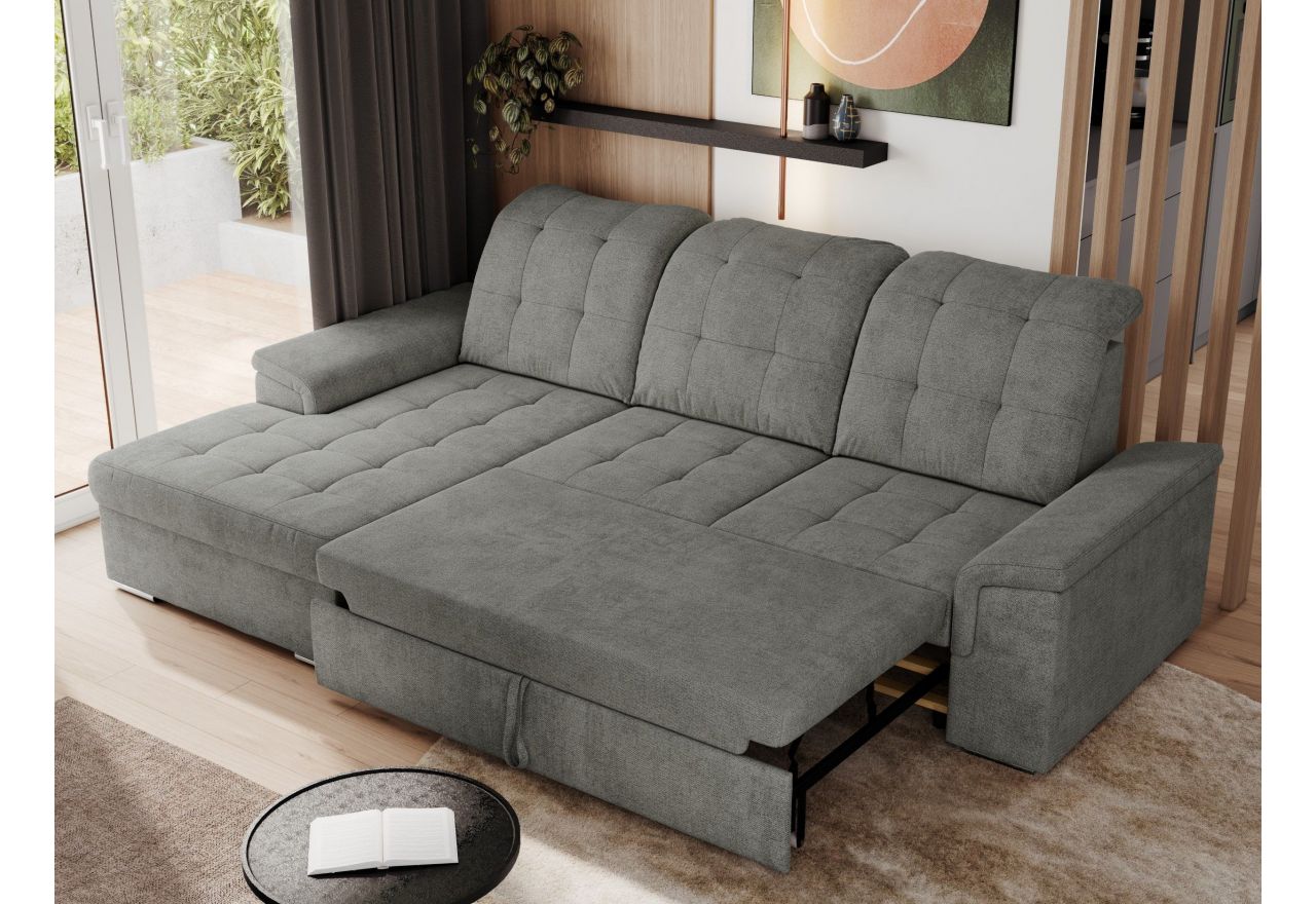 Narożnik MADRITO L - strona lewa - szary, struktura