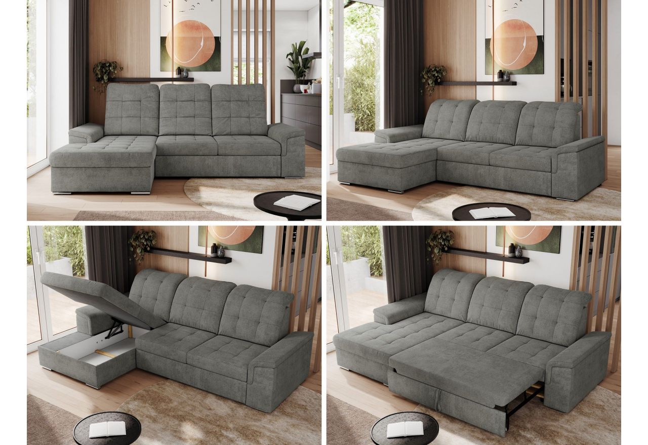 Narożnik MADRITO L - strona lewa - szary, struktura