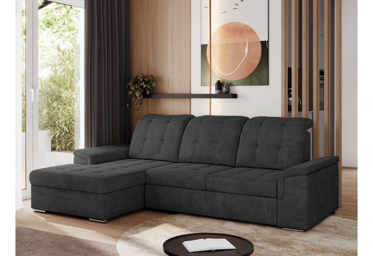 Narożnik MADRITO L - strona lewa - ciemnoszary, struktura