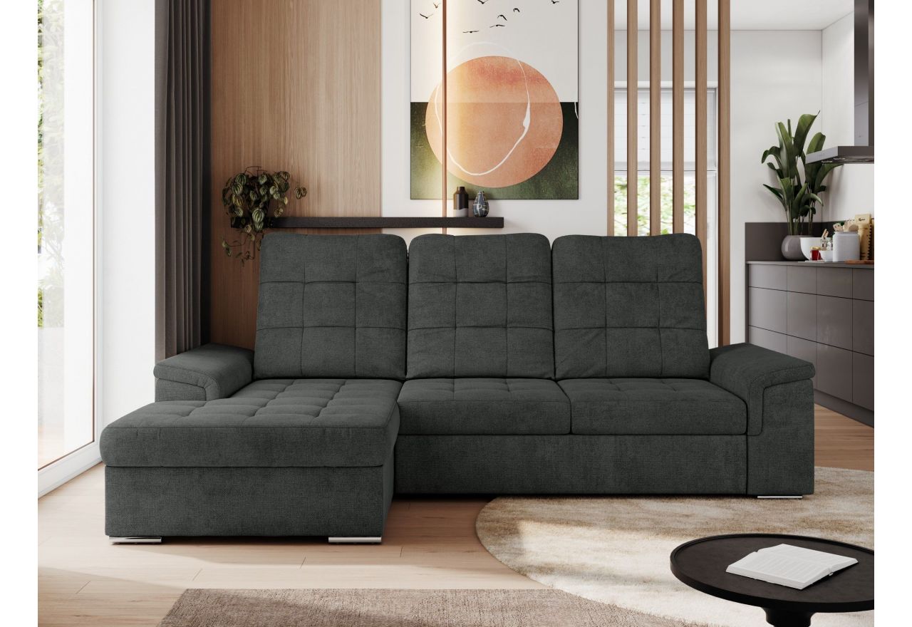 Narożnik MADRITO L - strona lewa - ciemnoszary, struktura