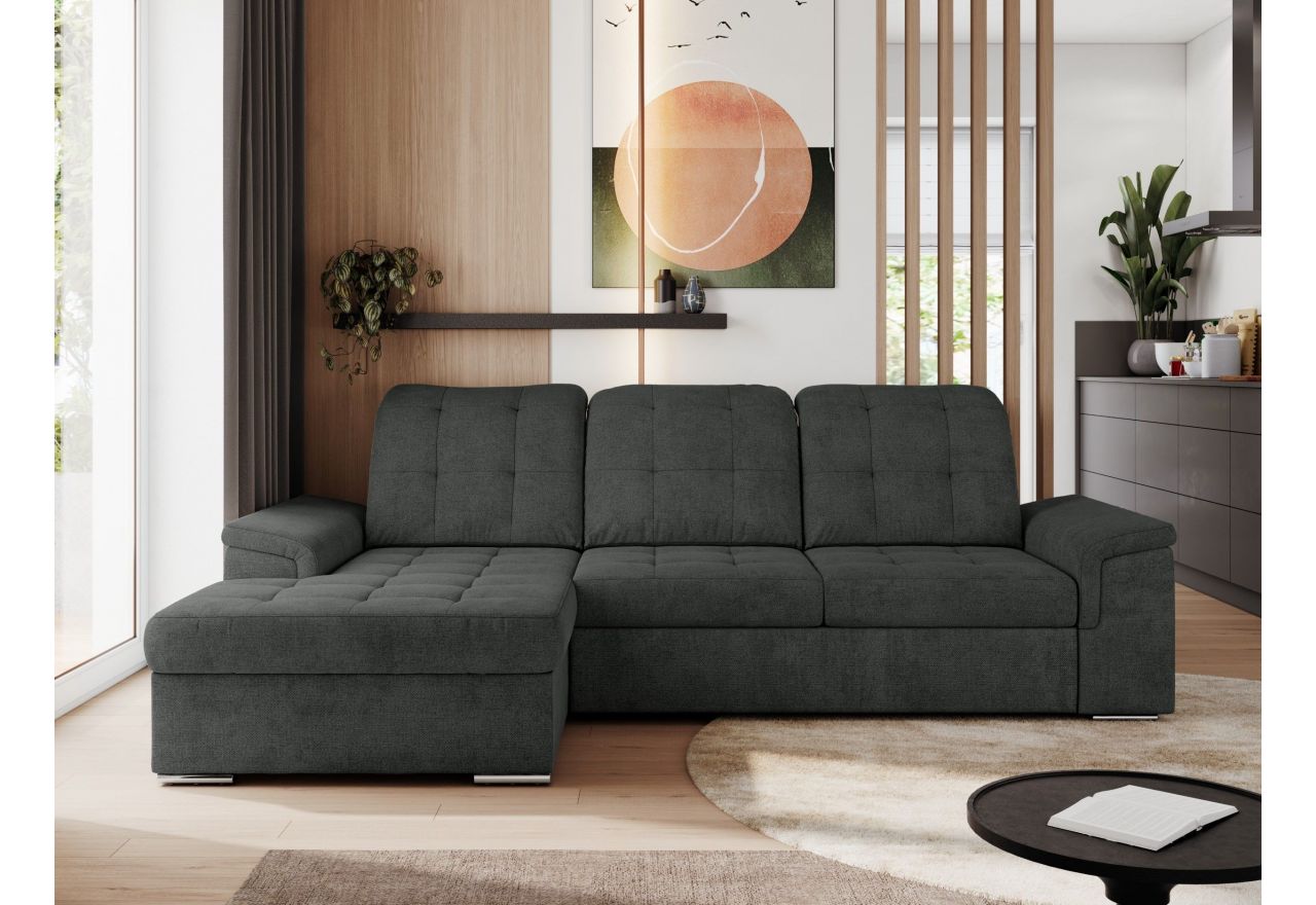 Narożnik MADRITO L - strona lewa - ciemnoszary, struktura