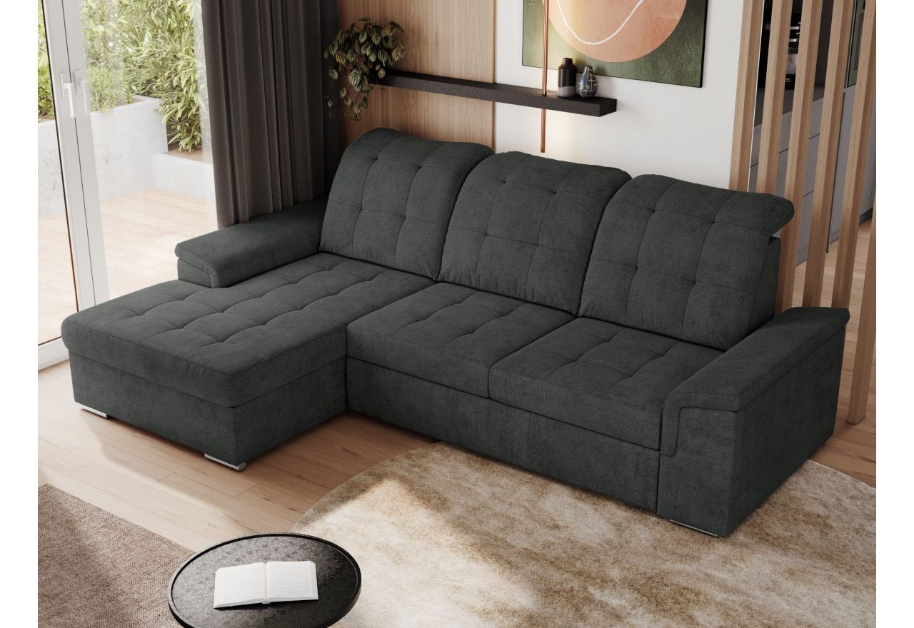 Narożnik MADRITO L - strona lewa - ciemnoszary, struktura