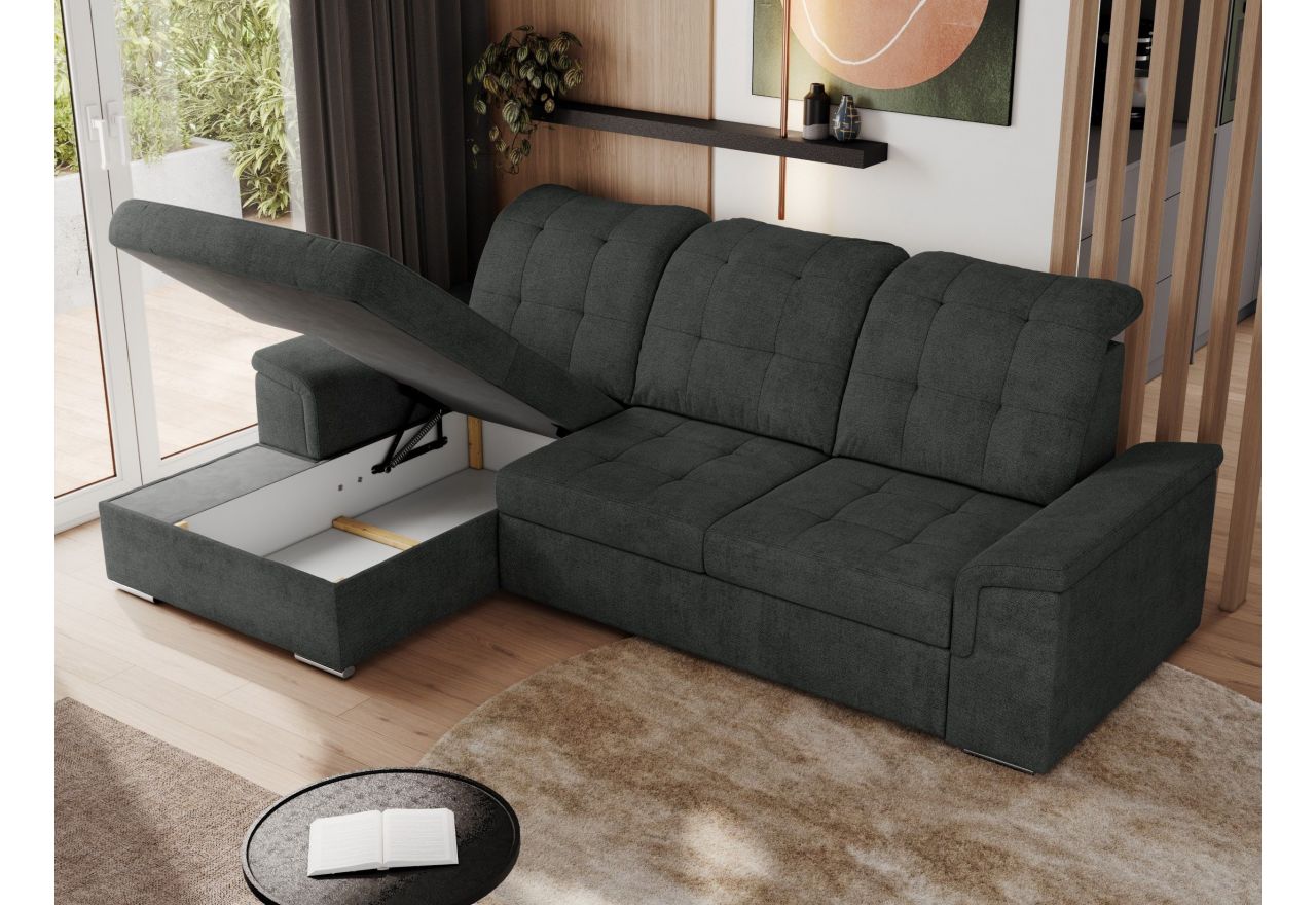 Narożnik MADRITO L - strona lewa - ciemnoszary, struktura