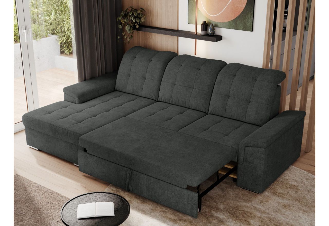 Narożnik MADRITO L - strona lewa - ciemnoszary, struktura