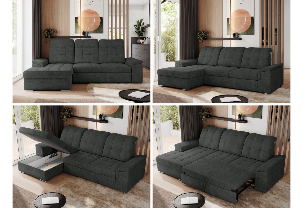 Narożnik MADRITO L - strona lewa - ciemnoszary, struktura