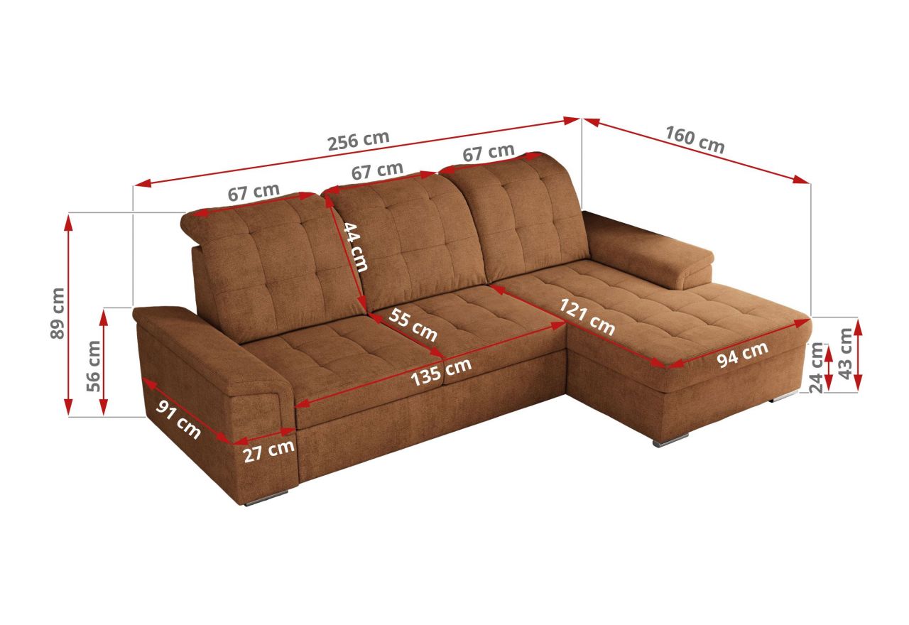 Narożnik MADRITO L - strona lewa - pomarańczowy, struktura