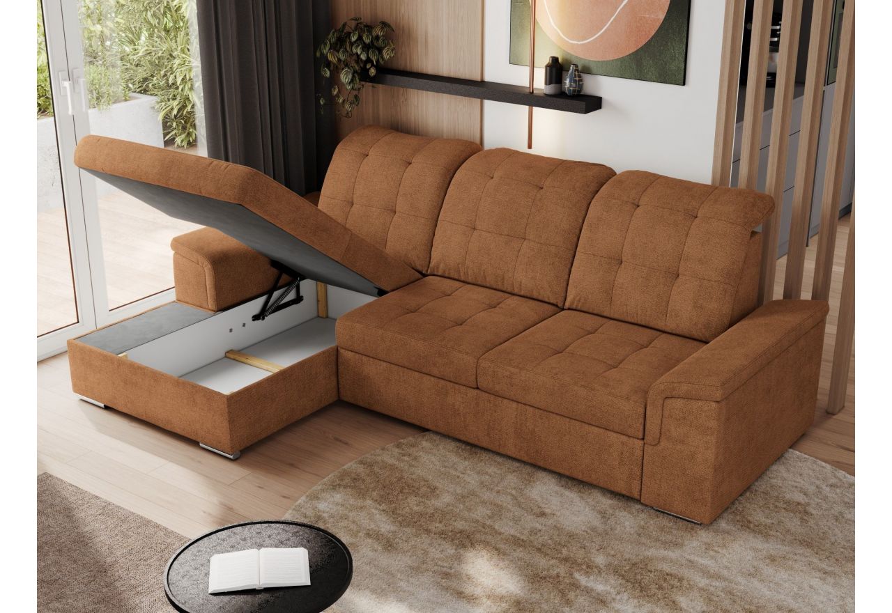 Narożnik MADRITO L - strona lewa - pomarańczowy, struktura