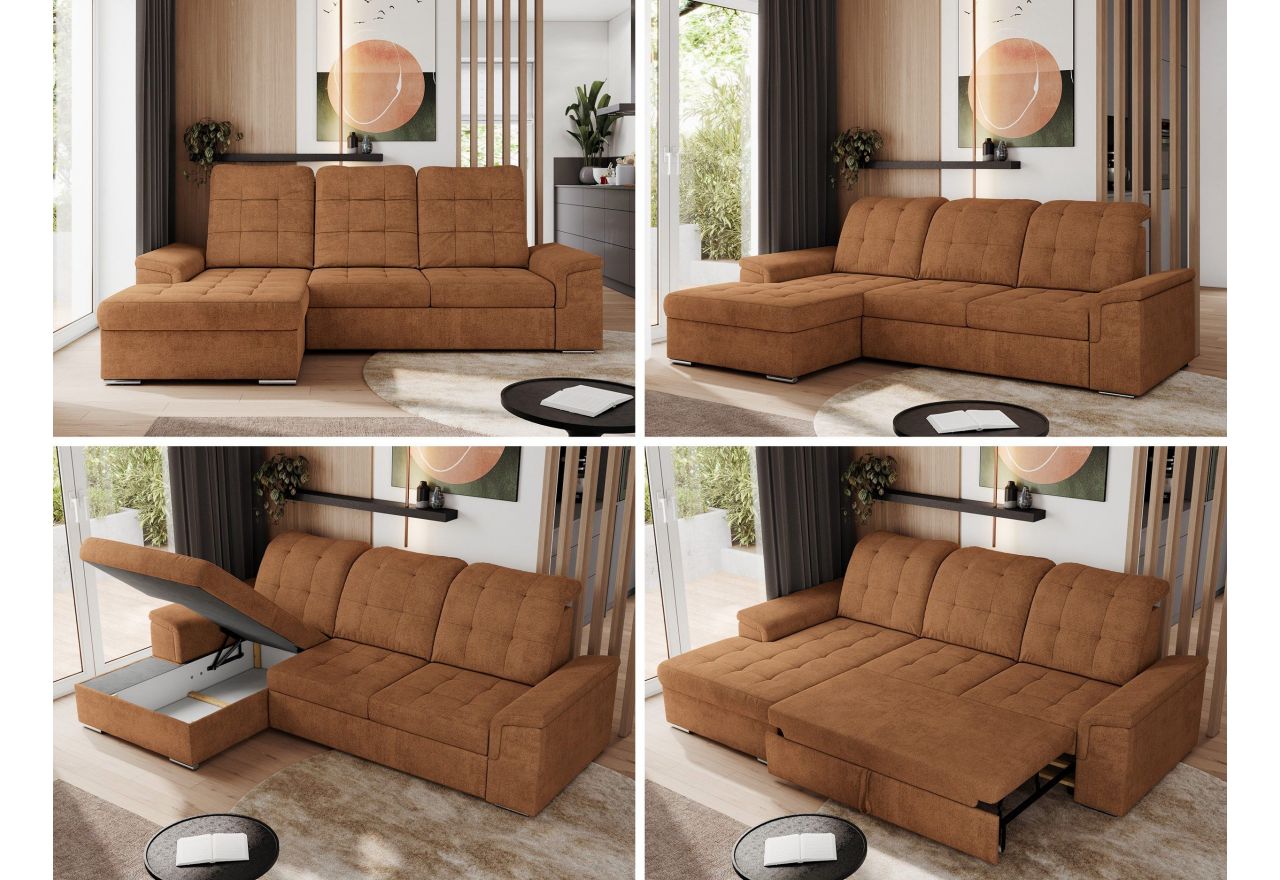 Narożnik MADRITO L - strona lewa - pomarańczowy, struktura