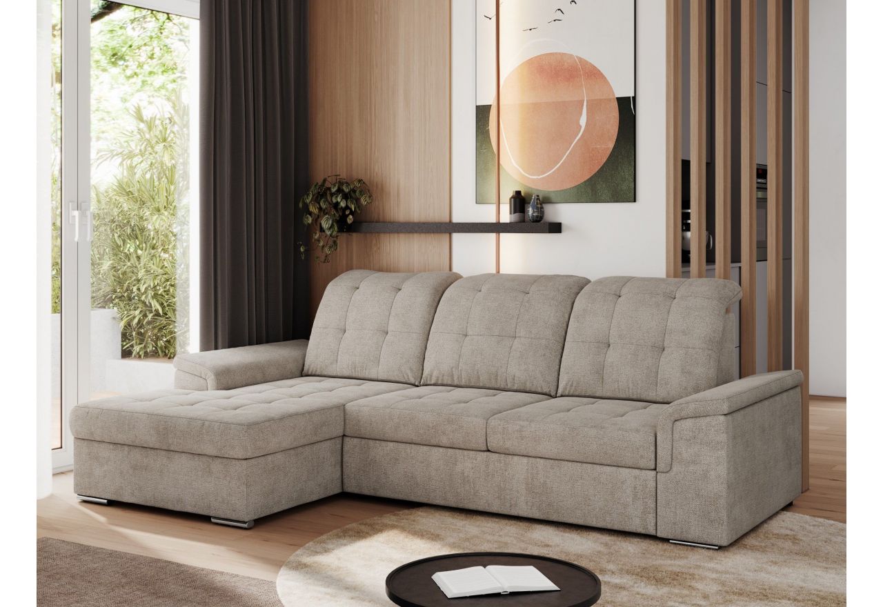 Narożnik MADRITO L - strona lewa - beżowy, struktura