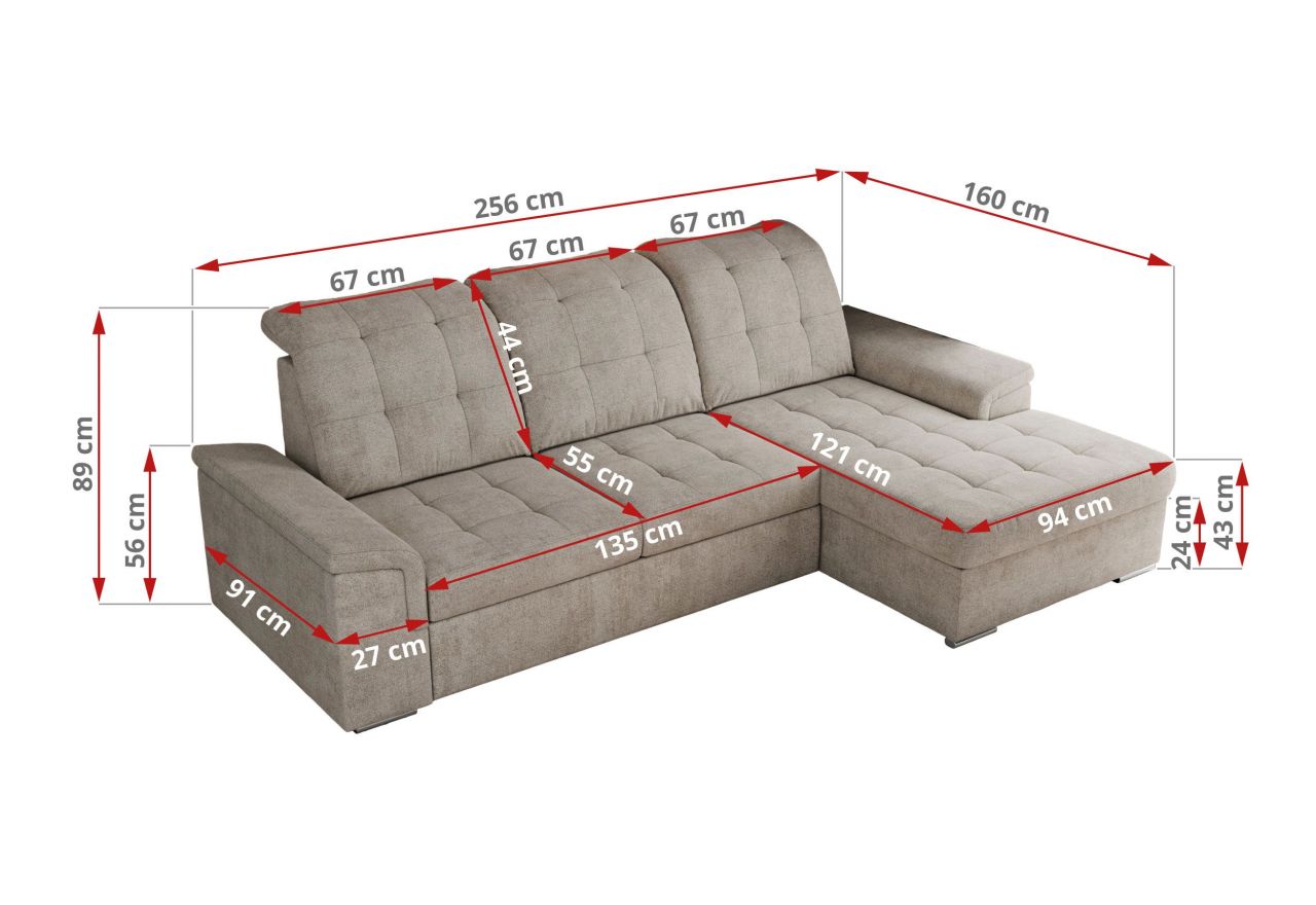 Narożnik MADRITO L - strona lewa - beżowy, struktura