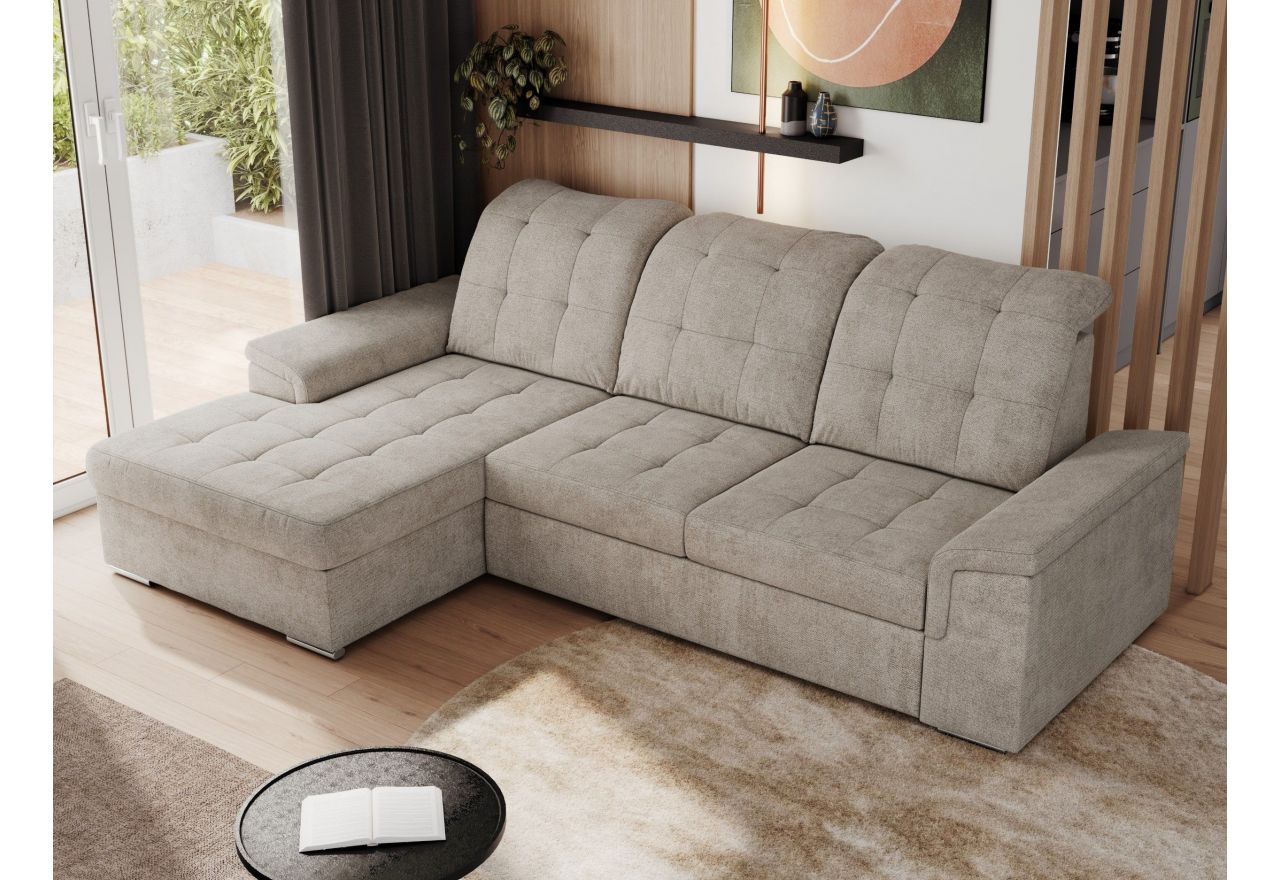 Narożnik MADRITO L - strona lewa - beżowy, struktura