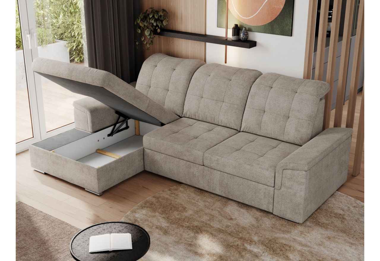 Narożnik MADRITO L - strona lewa - beżowy, struktura