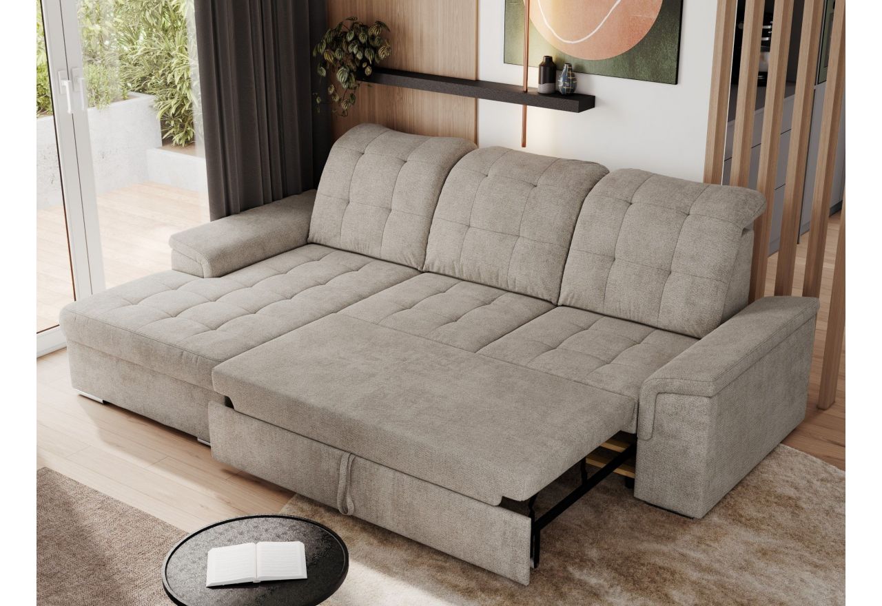 Narożnik MADRITO L - strona lewa - beżowy, struktura