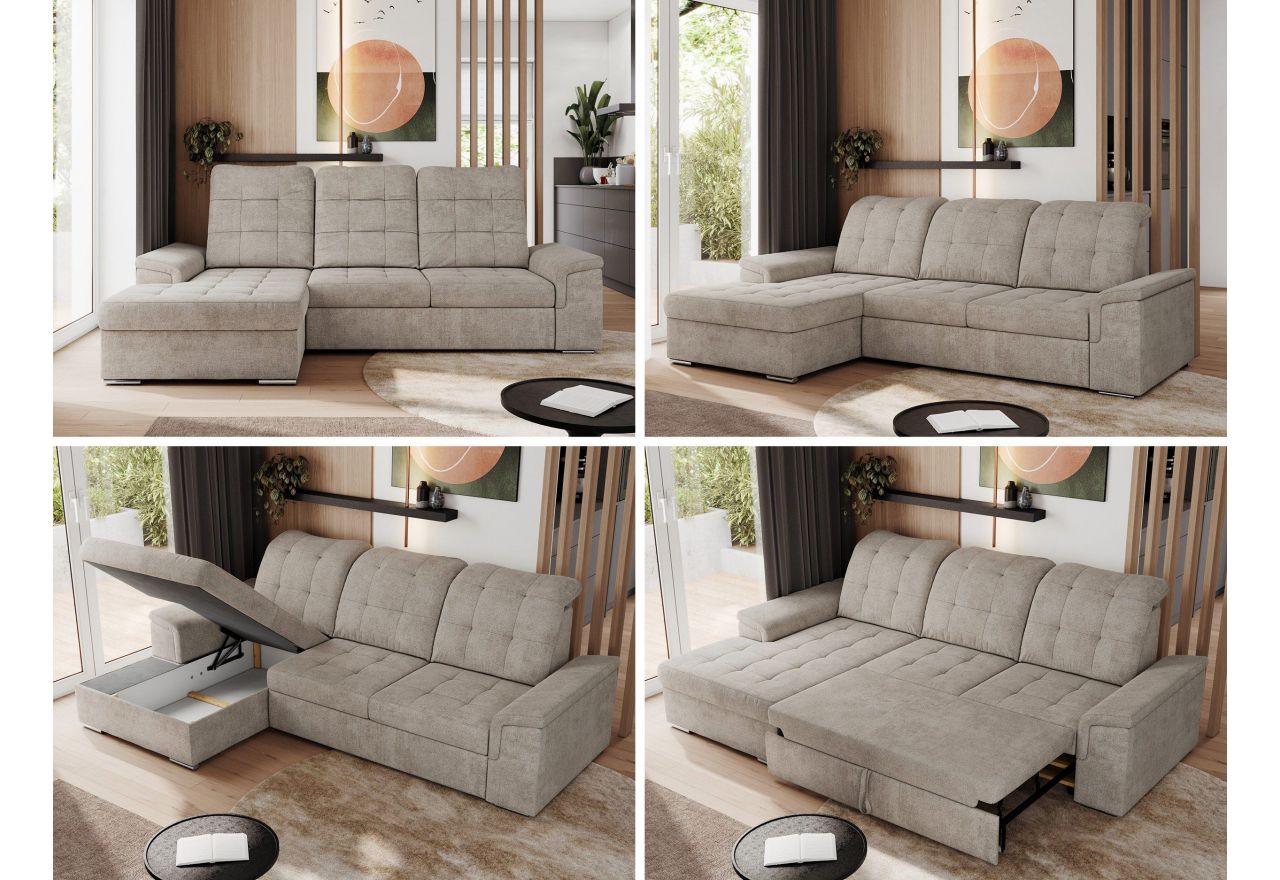 Narożnik MADRITO L - strona lewa - beżowy, struktura