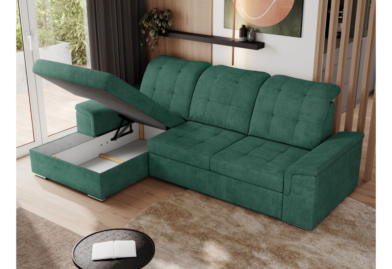 Narożnik MADRITO L - strona lewa - zielony, struktura