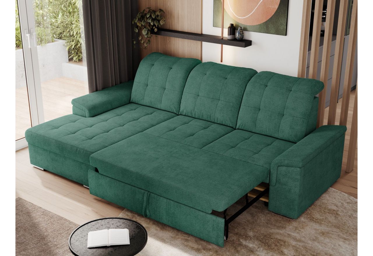 Narożnik MADRITO L - strona lewa - zielony, struktura