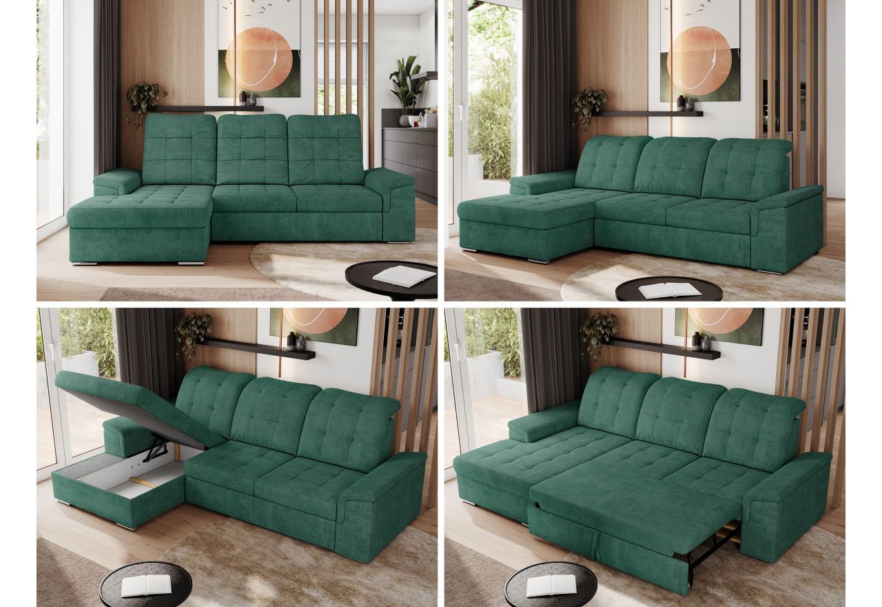 Narożnik MADRITO L - strona lewa - zielony, struktura