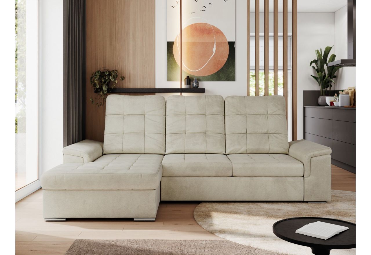 Narożnik MADRITO L - strona lewa - beżowy, welwet