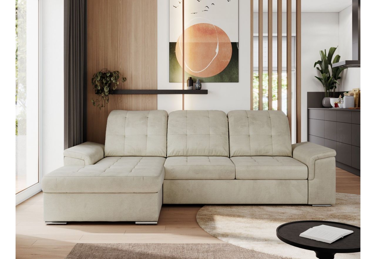 Narożnik MADRITO L - strona lewa - beżowy, welwet