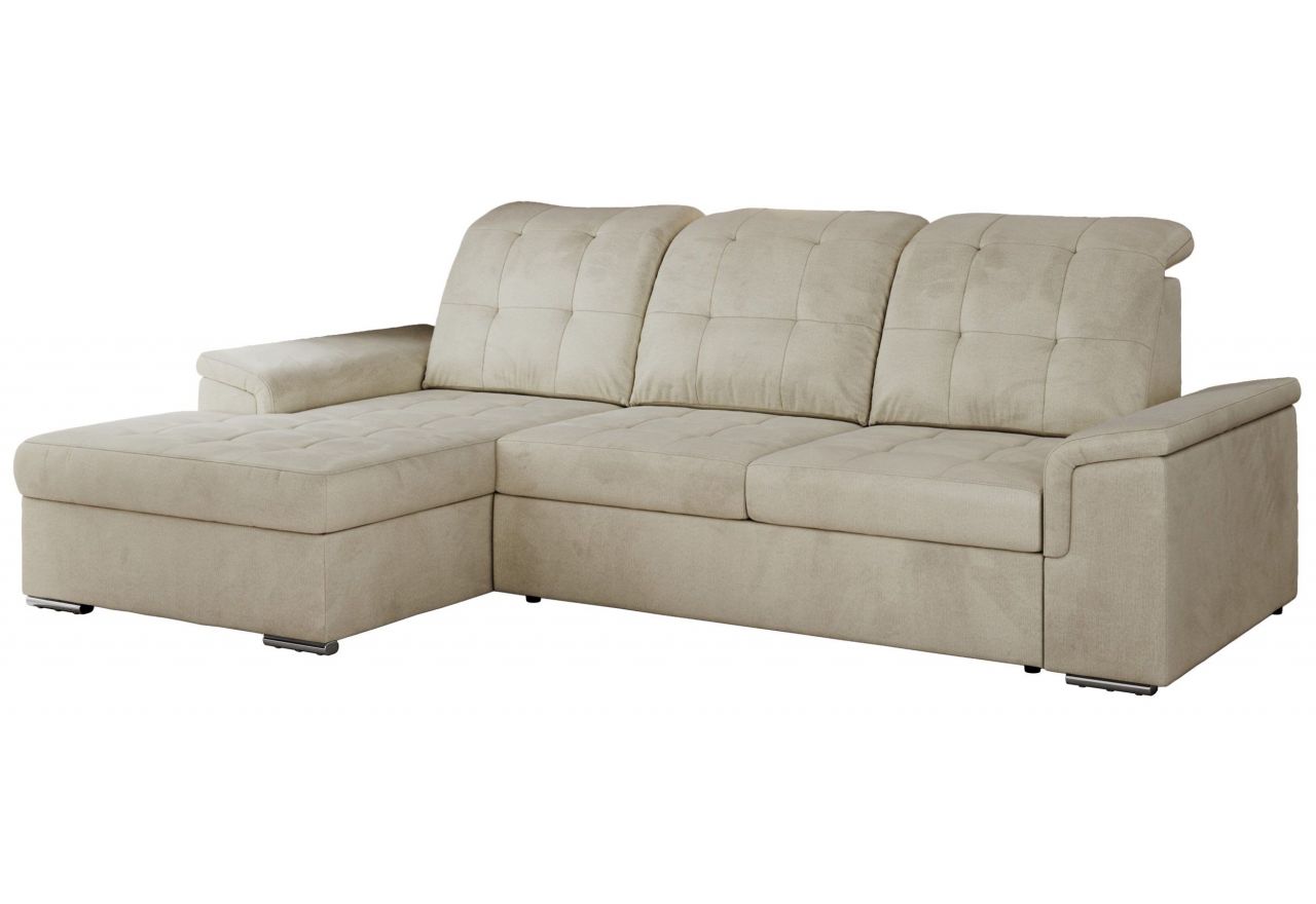 Narożnik MADRITO L - strona lewa - beżowy, welwet