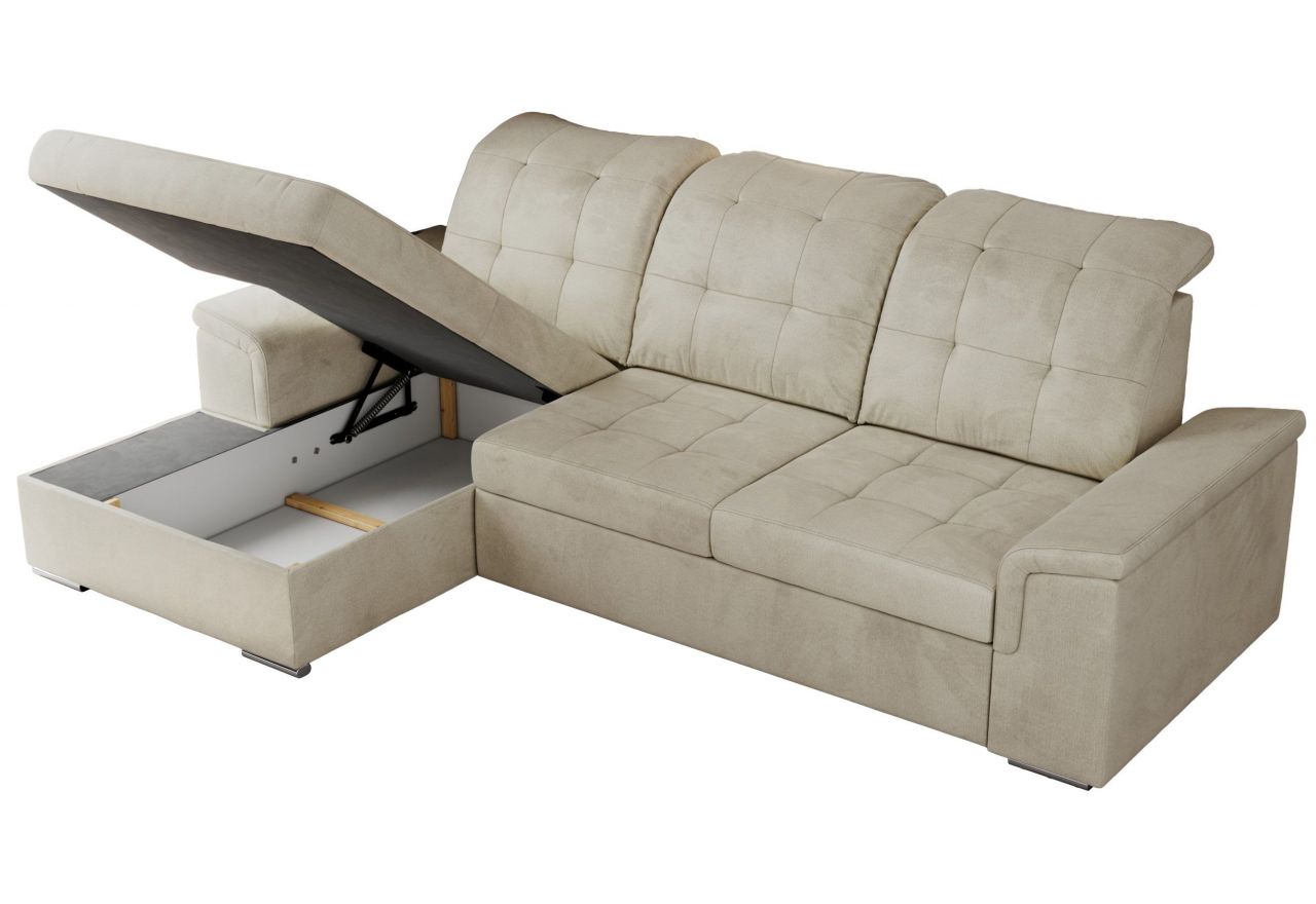 Narożnik MADRITO L - strona lewa - beżowy, welwet