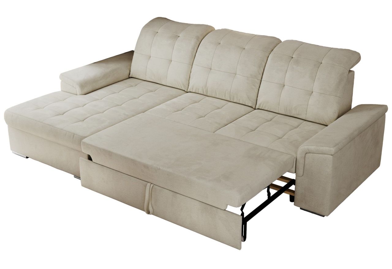 Narożnik MADRITO L - strona lewa - beżowy, welwet