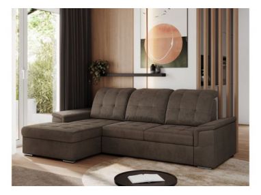 Narożnik MADRITO L - strona lewa - brązowy, welwet