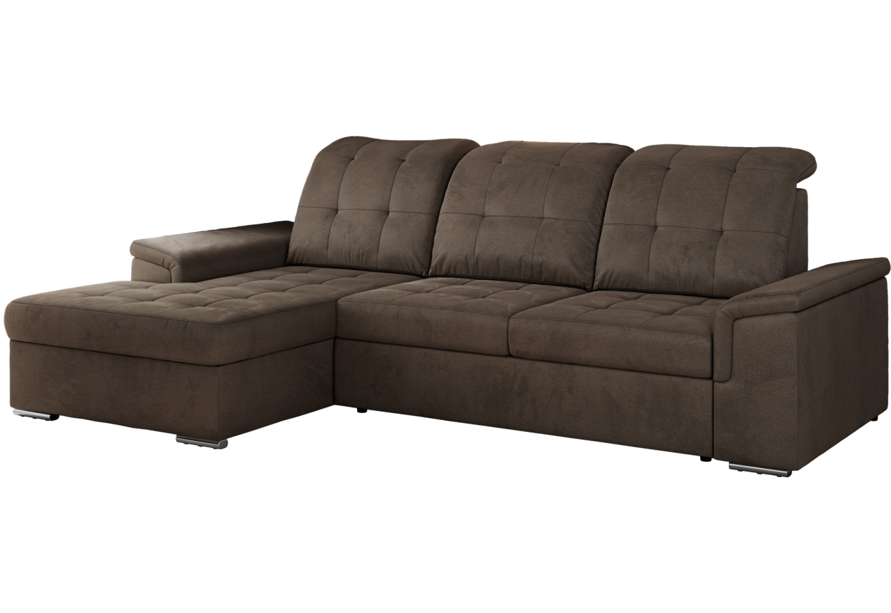 Narożnik MADRITO L - strona lewa - brązowy, welwet