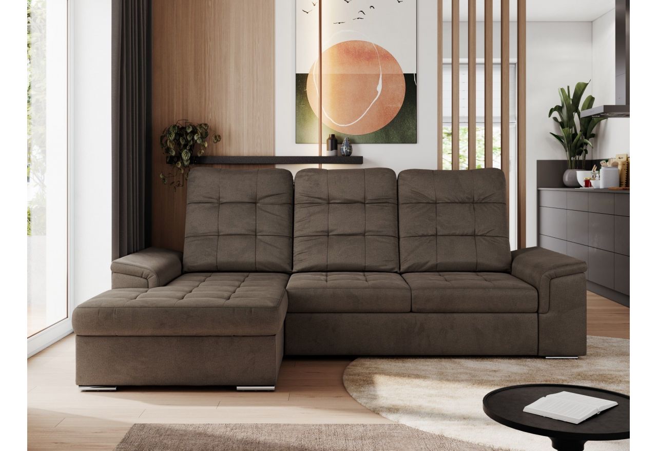 Narożnik MADRITO L - strona lewa - brązowy, welwet