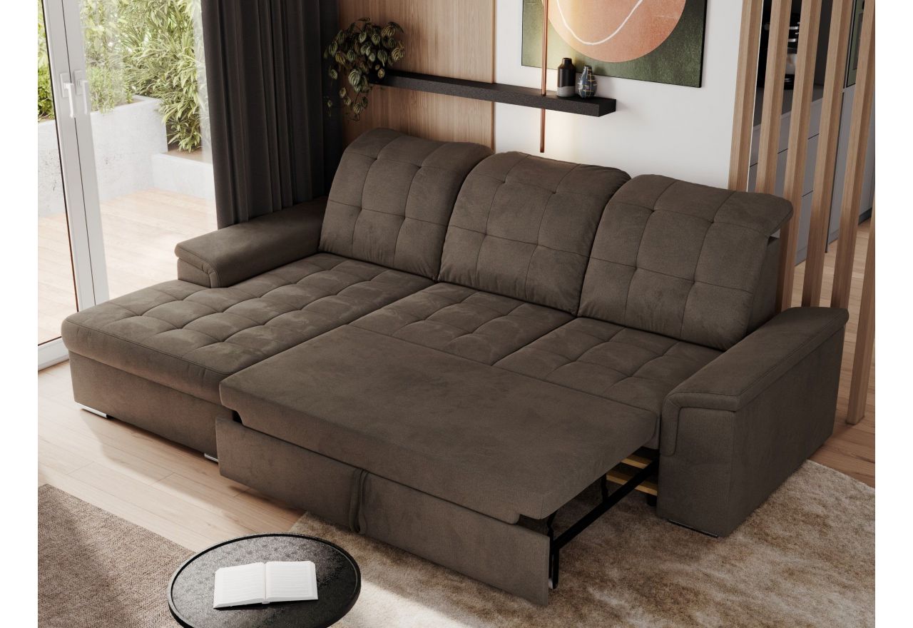 Narożnik MADRITO L - strona lewa - brązowy, welwet