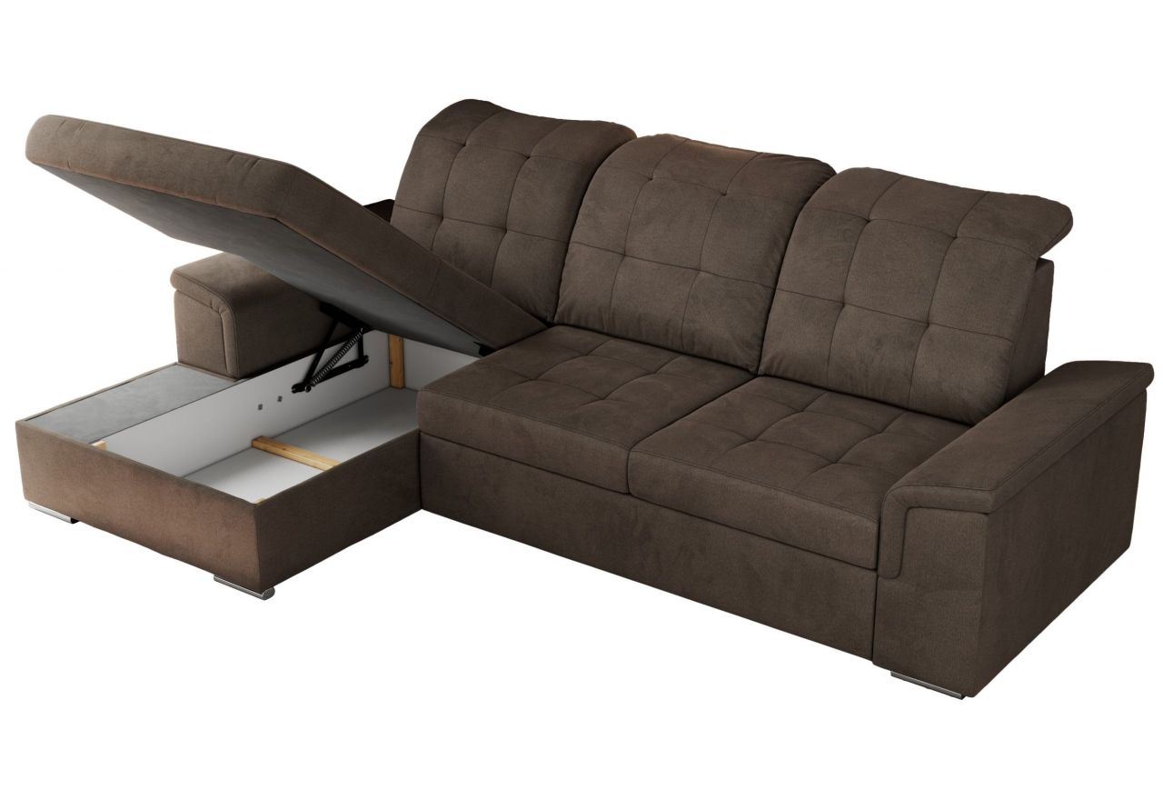 Narożnik MADRITO L - strona lewa - brązowy, welwet