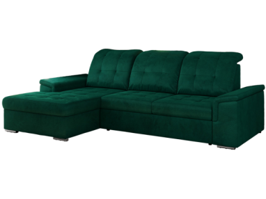 Narożnik MADRITO L - strona lewa - ciemnozielony, welwet