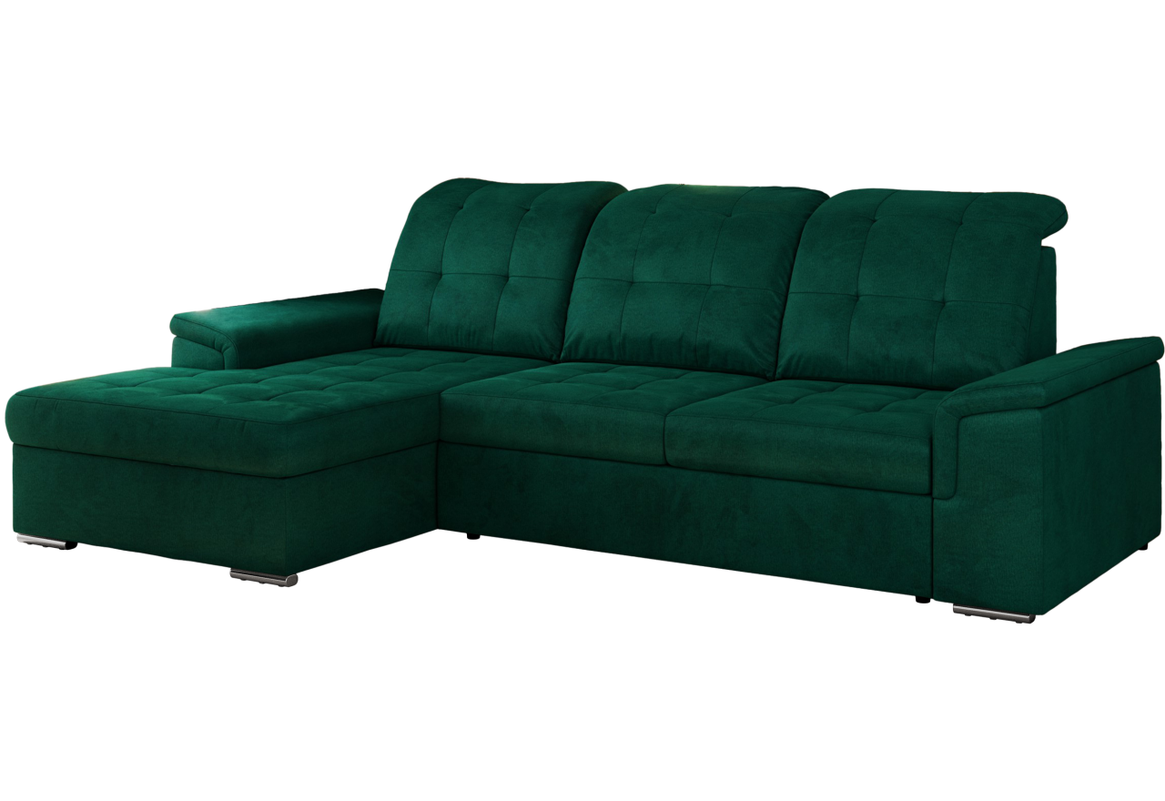 Narożnik MADRITO L - strona lewa - ciemnozielony, welwet