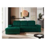 Narożnik MADRITO L - strona lewa - ciemnozielony, welwet