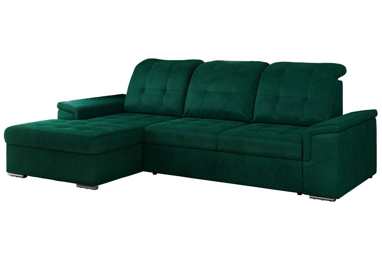 Narożnik MADRITO L - strona lewa - ciemnozielony, welwet