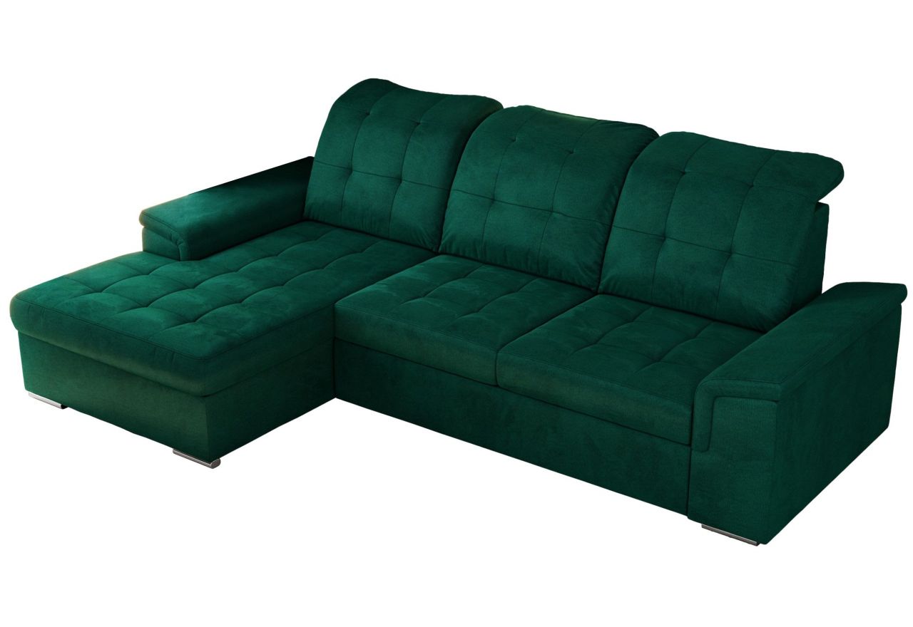 Narożnik MADRITO L - strona lewa - ciemnozielony, welwet