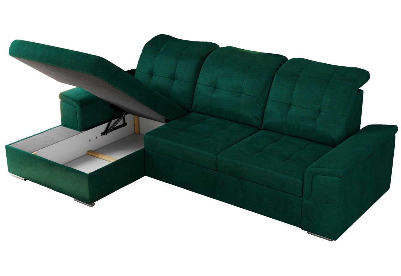 Narożnik MADRITO L - strona lewa - ciemnozielony, welwet