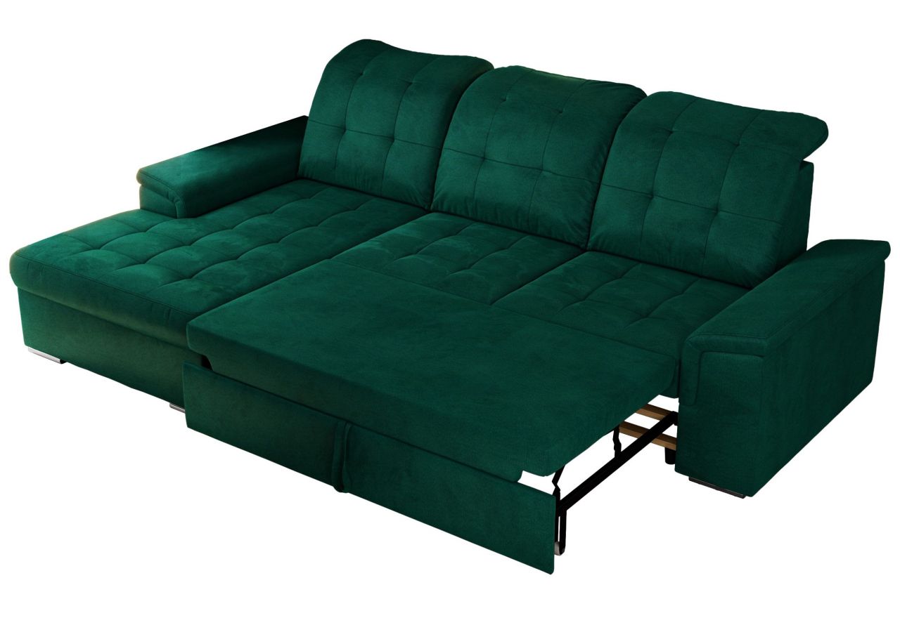 Narożnik MADRITO L - strona lewa - ciemnozielony, welwet