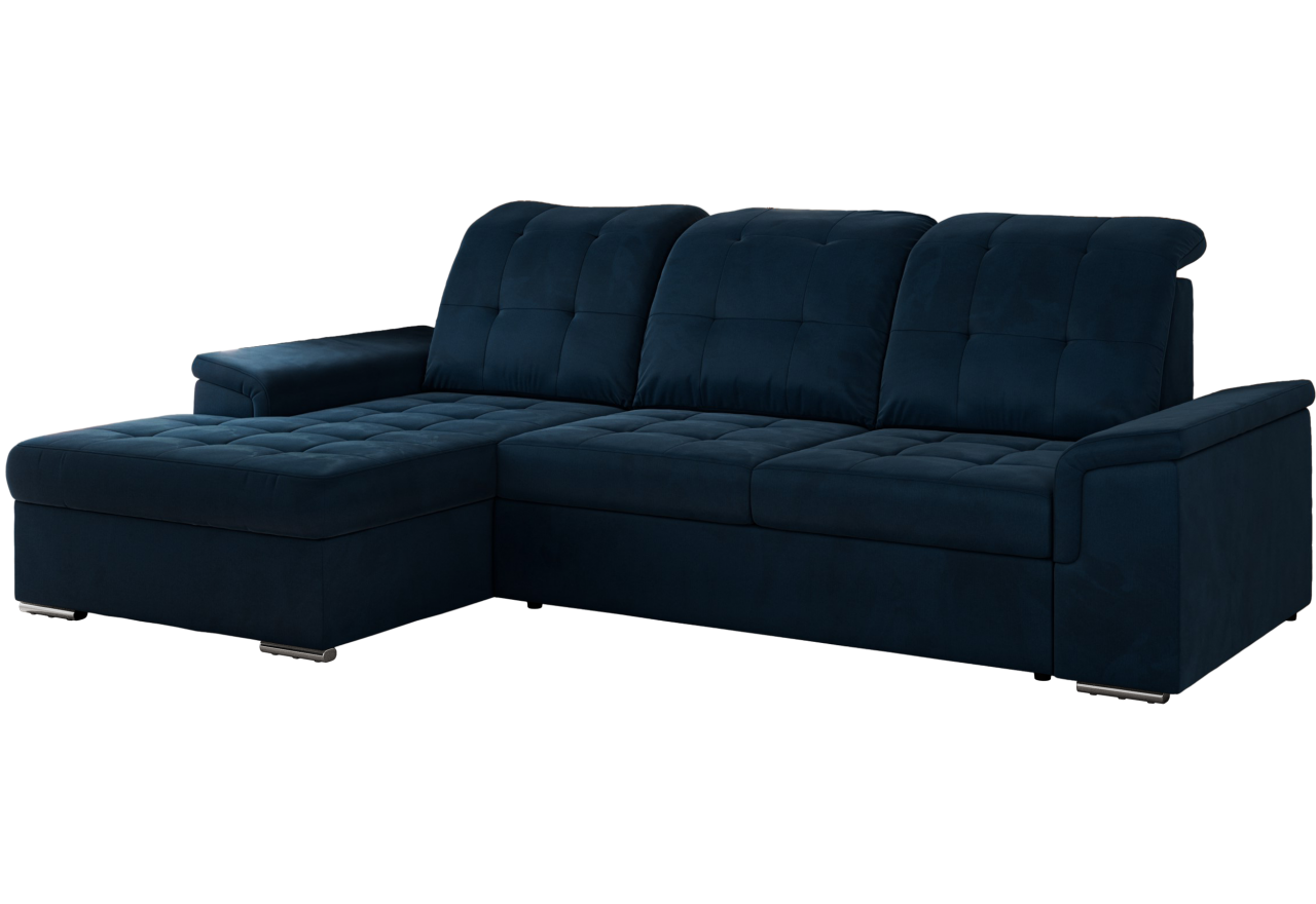 Narożnik MADRITO L - strona lewa - ciemnoniebieski, welwet