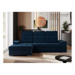 Narożnik MADRITO L - strona lewa - ciemnoniebieski, welwet