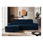Narożnik MADRITO L - strona lewa - ciemnoniebieski, welwet