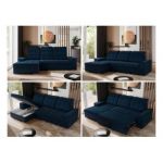 Narożnik MADRITO L - strona lewa - ciemnoniebieski, welwet