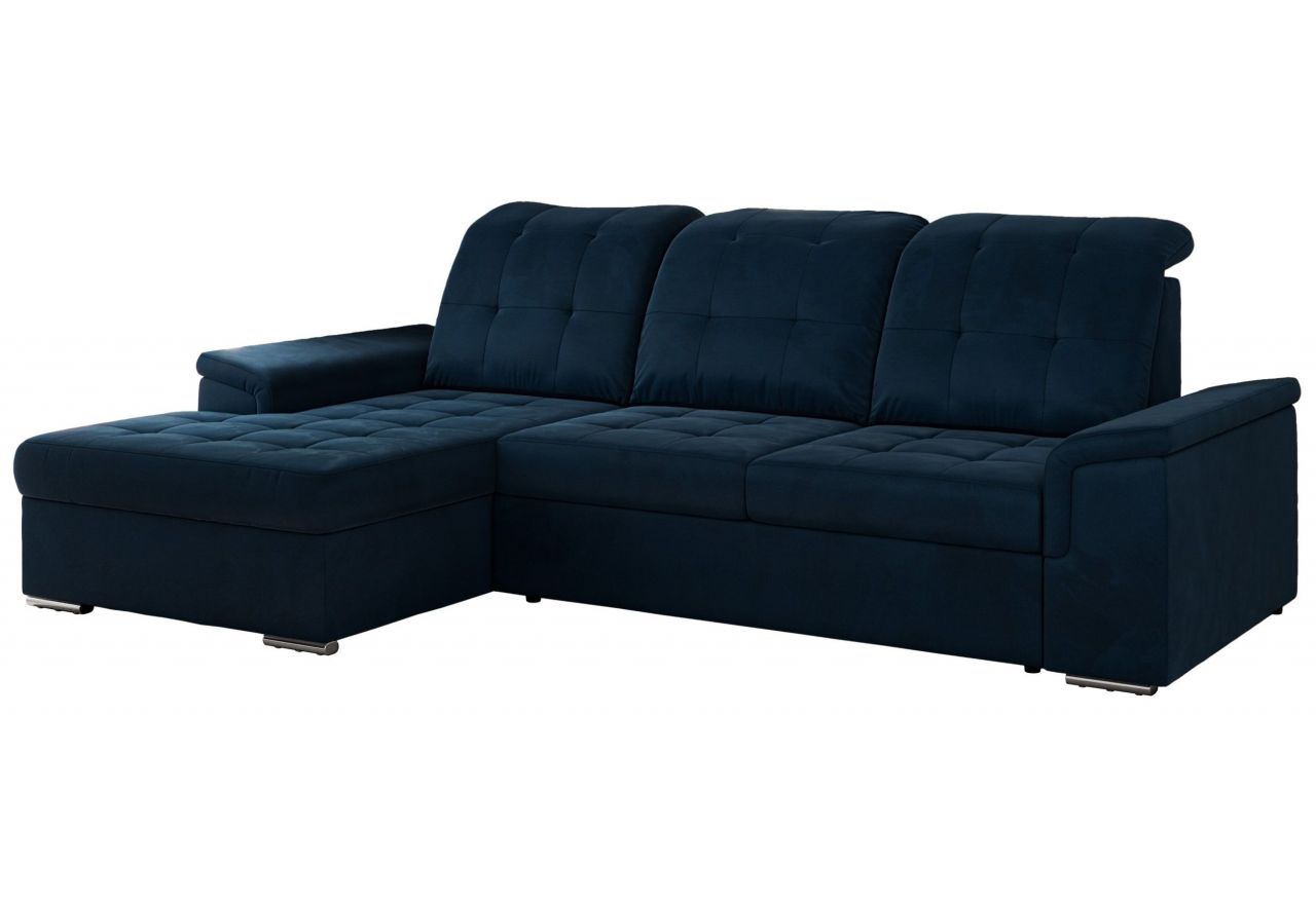 Narożnik MADRITO L - strona lewa - ciemnoniebieski, welwet