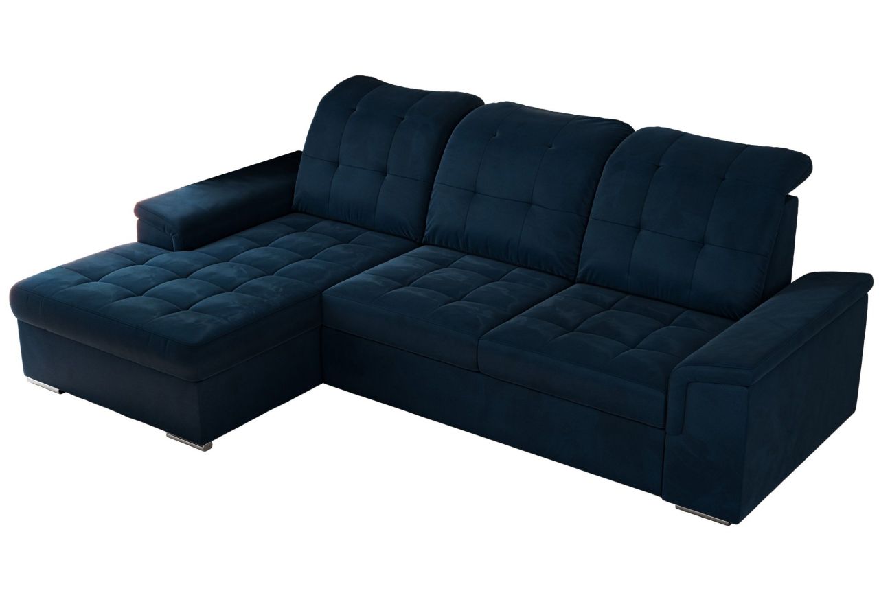 Narożnik MADRITO L - strona lewa - ciemnoniebieski, welwet